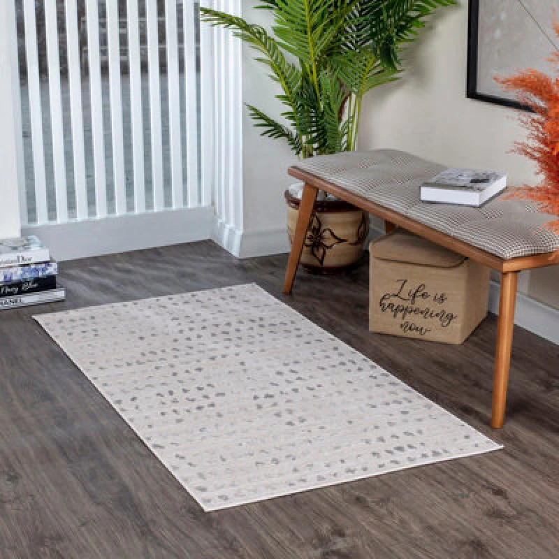 Image of Livabliss Scandi Modern Beige/white Polka Dot Valkiria Area Rug 80 X 150 Cm - Easy Care, Non Shedding, Ideal For Living Room & Bedroom