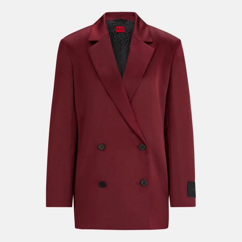 Image of Hugo Womens Aboma Lightweight Tailored Fit Blazer Dark Red 605 female 4 (XXS)