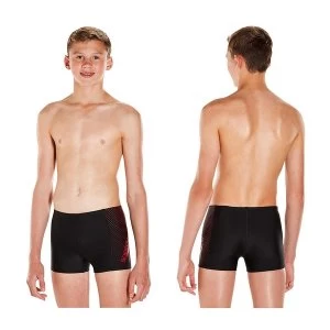 Image of Speedo Gala Logo Panel Aquashorts Black/Red 6 Years