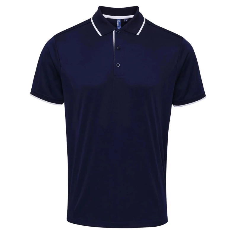 Image of Premier Premier Men Coolchecker Contrast Pique Polo Shirt in Navy Size: Small Navy S Male 5063470758401