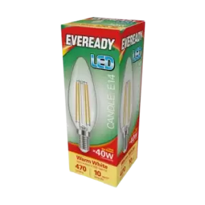 Image of Eveready LED Filament Candle 470LM E14 SES 4W 27000K