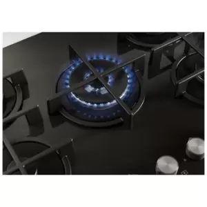 Image of Candy CVG74WPB 75cm 5 Burner Gas Hob on Black Glass Wok Burner