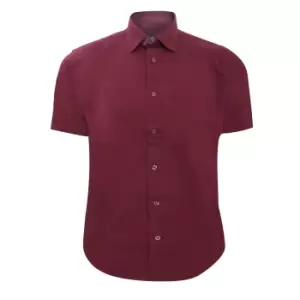Image of Russell Collection Mens Short Sleeve Easy Care Fitted Shirt (14.5) (Port)