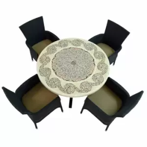Image of Avignon Dining Table With 4 Stockholm Black Chairs Set