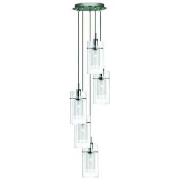 Image of Searchlight Lighting - Searchlight Duo 1 - 5 Light Spiral Cluster Pendant Chrome, Glass, E14