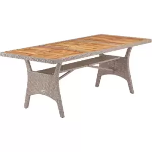 Image of Poly Rattan Garden Dining Table Acacia 190x90x74cm - Colour Choice Cream - Casaria