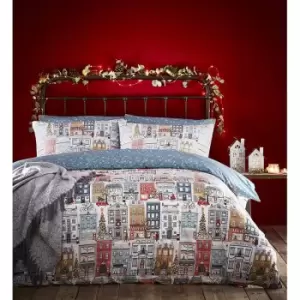 Image of Festive Christmas Town Duvet Cover Set (Superking) (Multicoloured) - Multicoloured - Furn