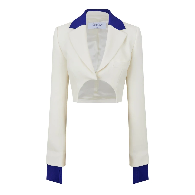 Image of Off White Womens - Cropped Bomber Jacket White Blue female S (40)
