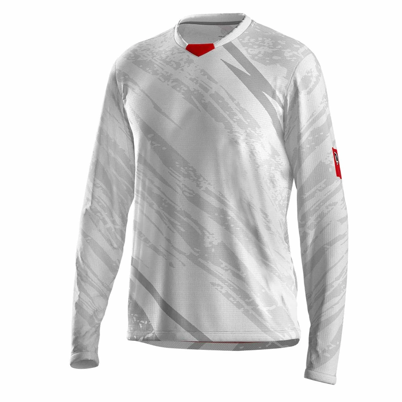 Image of Bicycle Line Mens Ponente UPF 30+ V-Neck Long Sleeve Cycling Jersey Silver male Small