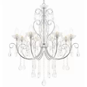 Image of Bathroom Ceiling Pendant Light Chrome & Crystal IP44 8 Bulb Hanging Lamp Rose