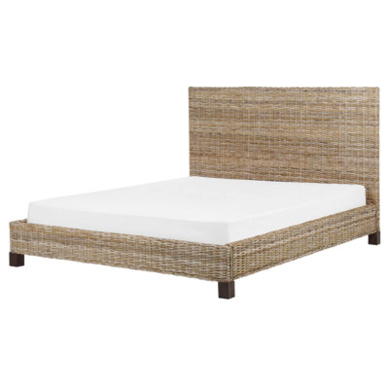 Image of Beliani Bed Rattan Salbris 160 X 200 Cm (Eu King Size) Natural