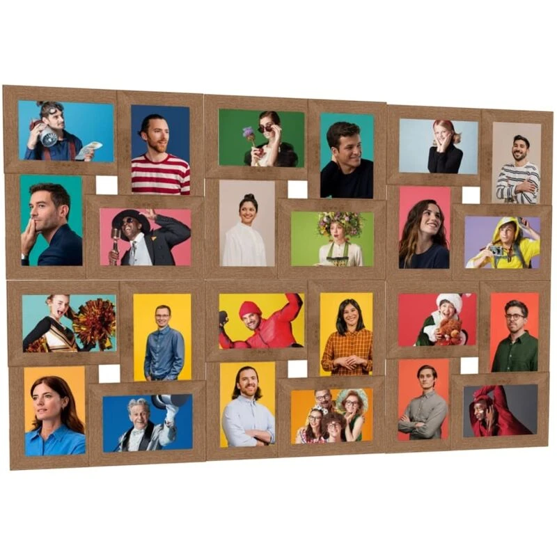 Image of VIDAXL Collage Photo Frame for 24x(10x15 cm) Picture Light Brown mdf Vidaxl 8720286491799