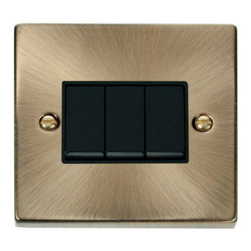 Image of SE Home Antique Brass 10A 3 Gang 2 Way Light Switch Gold unisex