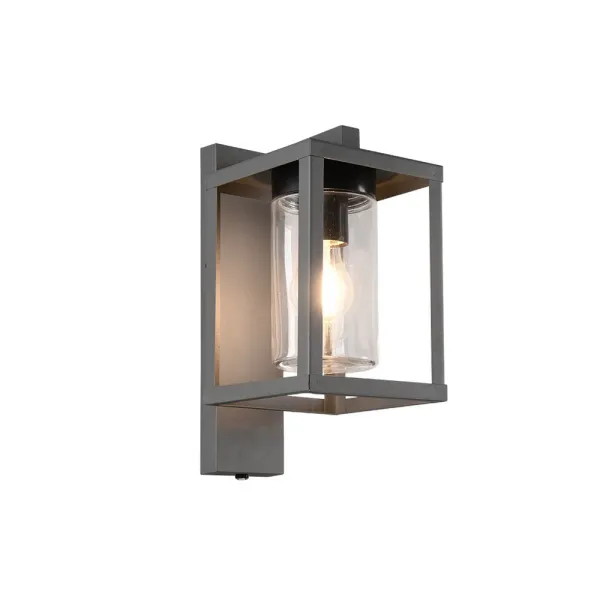 Image of Lunga Modern Outdoor Wall Lantern Anthracite IP44 with Dusk sensor