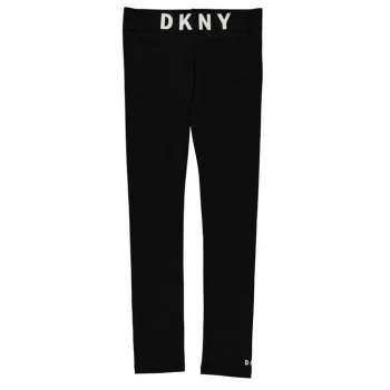 Image of DKNY Girls Logo Waistband Legging, Black, Size Age: 12 Years, Women