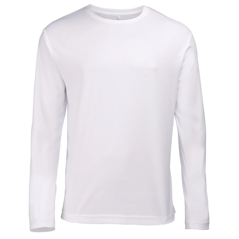 Image of AWDis AWDis Men Just Cool Long Sleeve Cool Sports Performance Plain T-Shirt in White Size: Small White S Male 5055747891775