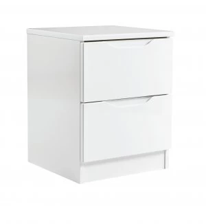 Image of Legato 2 Drawer Bedside Table - White Gloss