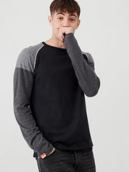 Image of Superdry Desert Long Sleeved Baseball T-Shirt - Black, Size S, Men