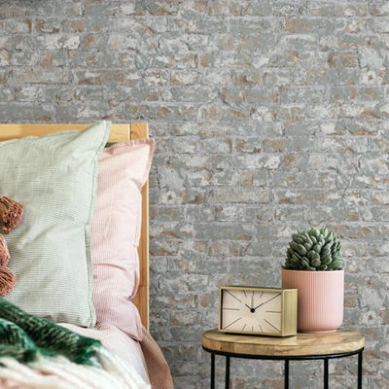 Image of Galerie Industrial Effects Beige Glass Stone Brick Effect Wallpaper Roll