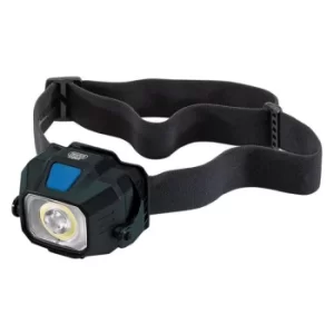 Image of Draper COB/SMD LED Wireless/USB Rechargeable Head Torch, 6W, 400 Lumens, USB-C Cable Supplied
