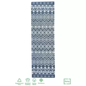 Image of Relay Recycled Cotton Ethnic Rug Navy 060X180Cm