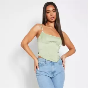 Image of I Saw It First Satin Cupped Detail Cami Corset Top - Green