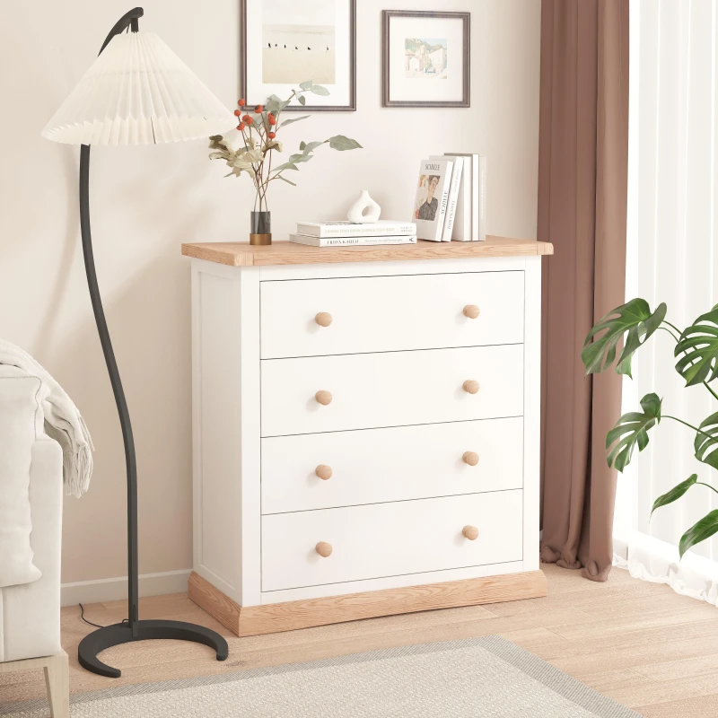 Image of Cabinet Bits Trevi 4 Drawer Chest of Drawers Wood Knob in Off-White Off-White Unisex