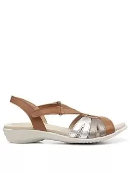 Image of Hotter Hotter Flare Wide Fitting Multi Strap Leather Sandals - Tan Multi, Brown, Size 5, Women
