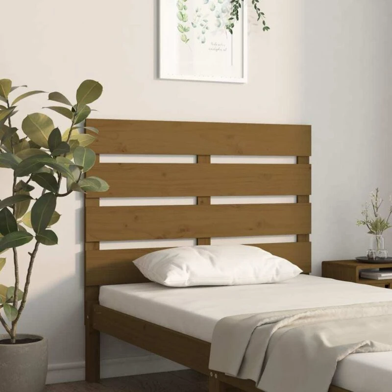 Image of Vidaxl Headboard Honey Brown 100X3X80 Cm Solid Wood Pine, Brown 821335