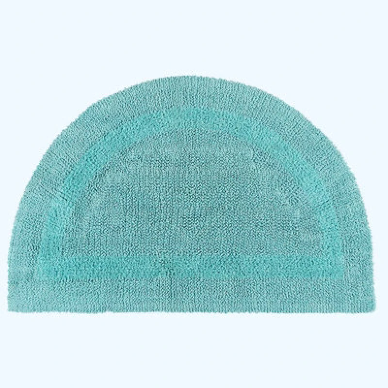 Image of Homescapes Luxury Reversible Semi Circle Bath Mat - Aqua