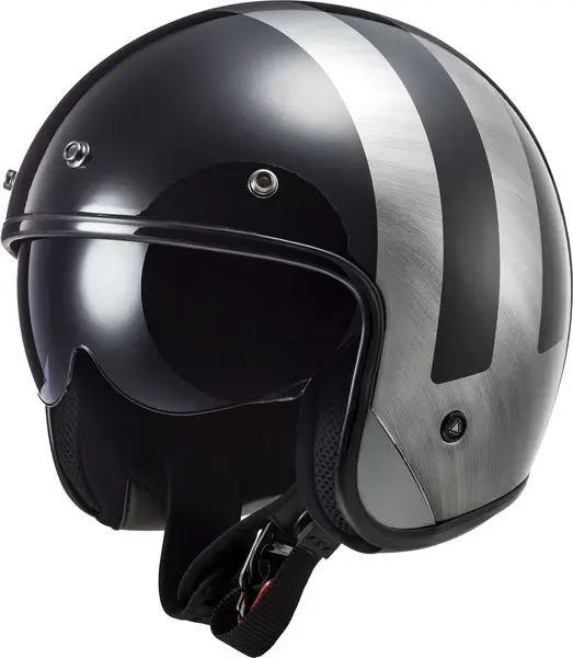 Image of LS2 OF601 Bob II Lines Black Jeans 06 Jet Helmet Size XS