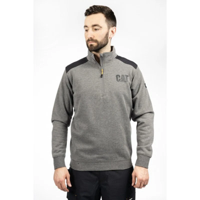 Image of Caterpillar Essential quarter Zip Sweatshirt - Dark Heather Grey Dark Heather Grey Sml