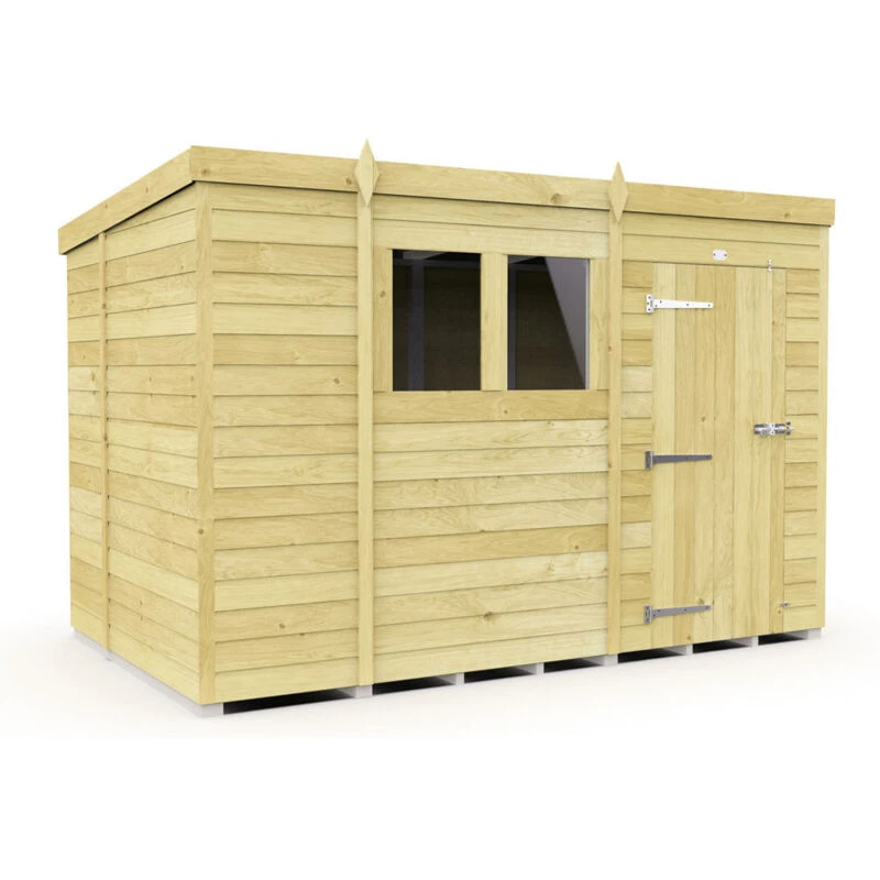 Image of Flat Pack Sheds DIY Sheds 11 x 6 Pent Shed, Brown 11X6PFF