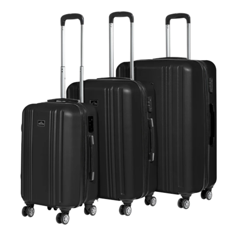 Image of Dellonda 3 Piece Lightweight Luggage Suitcase Trolley Set ABS TSA Lock Black DL11
