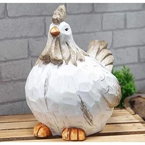 Image of Country Living Carved Wood Effect Garden Ornament - Chicken