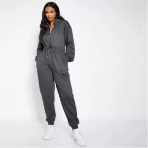 Image of I Saw It First Brushback Toggle Waist Long Sleeve Jumpsuit - Grey