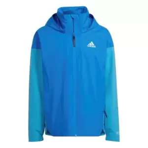 Image of adidas Traveer RAIN. RDY Jacket (Gender Neutral) Mens - Shock Blue / App Sky Rush
