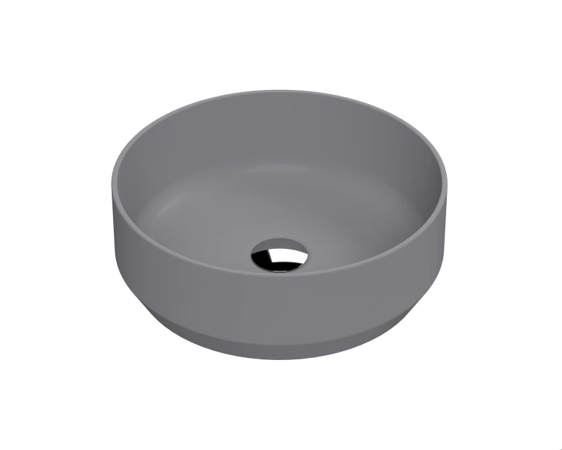 Image of Balterley Round Ceramic Countertop Vessel Without Overflow Matt Grey 350mm Grey