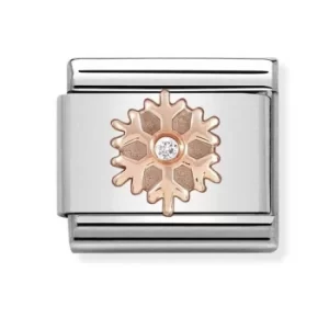 Image of Nomination CLASSIC Rose Gold Snowflake with Cubic Zirconia Charm...