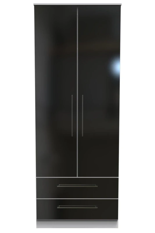 Image of Chester 2 Door 2 Drawer Wardrobe In Black & White (Ready Assembled)