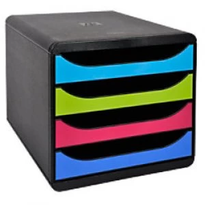 Image of Exacompta Drawer Unit with 4 Drawers Big Box Plastic Climate Neutral Assorted 27.8 x 34.7 x 26.7 cm