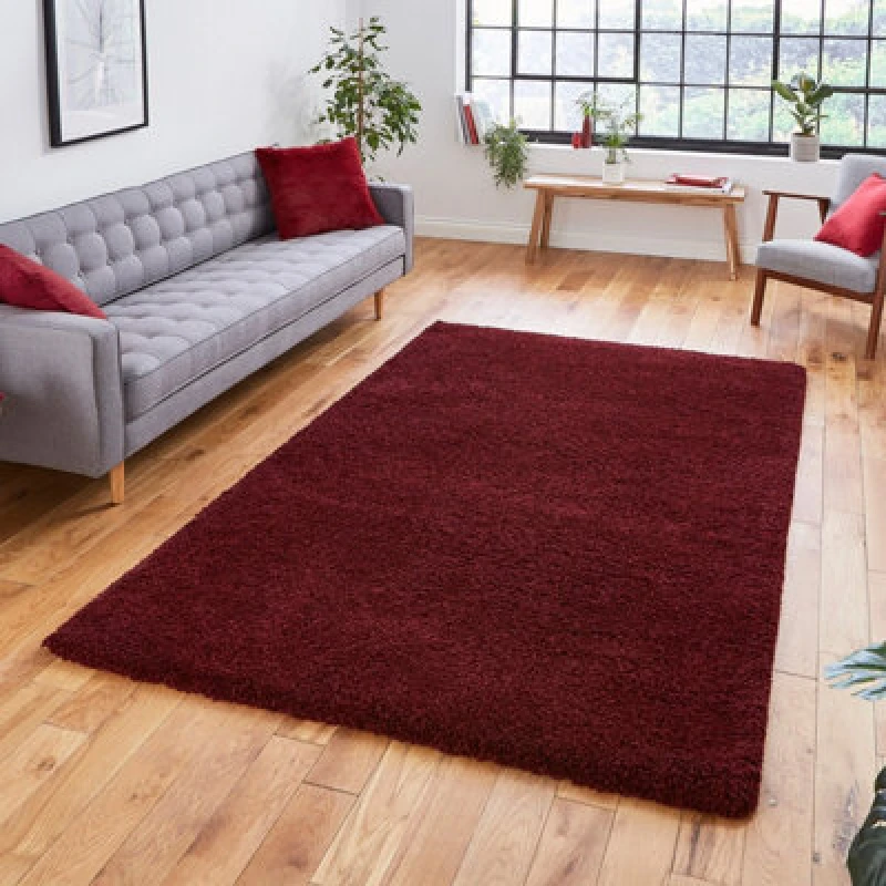 Image of (120x170cm) Sierra 9000 Shaggy Rugs in Ruby Red Dense Soft Polypropylene Mats