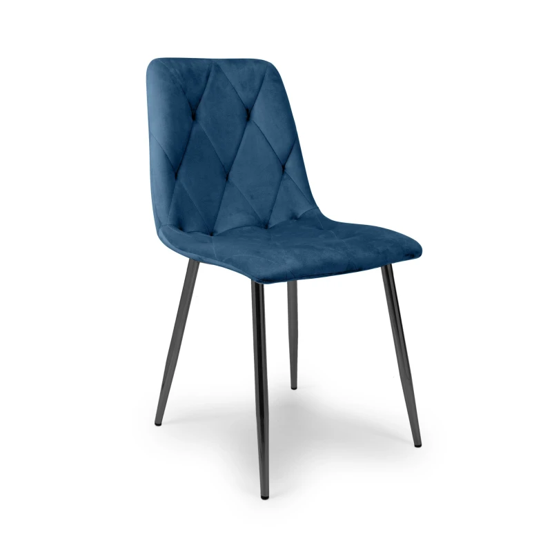 Image of Shankar Set of 4 Vernon Brushed Velvet Dining Chairs Blue unisex 564384