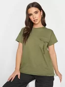Image of PixieGirl Petite Utility Pocket Tee - Green, Size 8, Women
