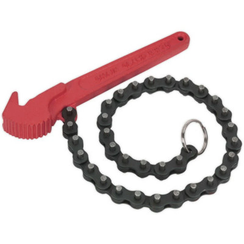 Image of Loops Forged Steel Oil Filter Chain Wrench - 60-106mm Capacity - Twin-Claw Body Metallics