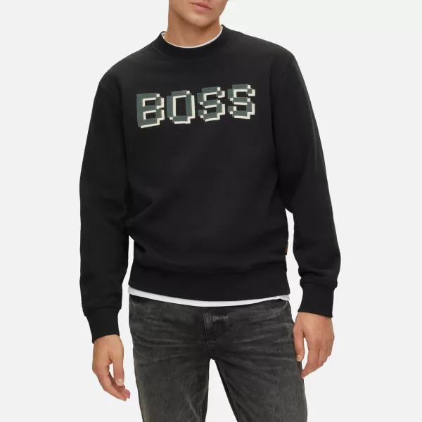 Image of BOSS Orange Weglitchlogo Cotton-Jersey Sweatshirt - M