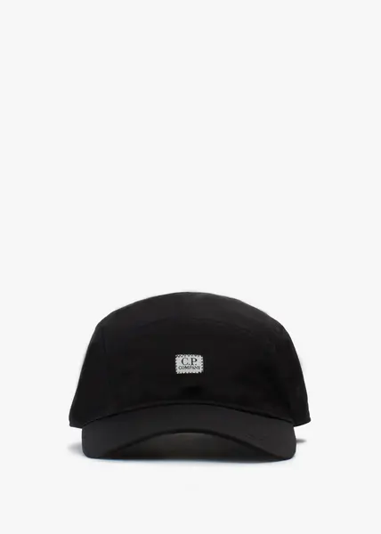 Image of C.P. Company Mens Chrome-R Panelled Logo Cap In Black