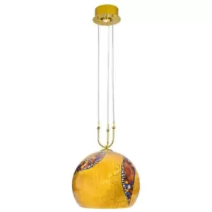 Image of Kolarz LUNA - Designer Glass Dome Pendant Light Polished Gold - Kiss Gold Pattern, 2x E27,GU10