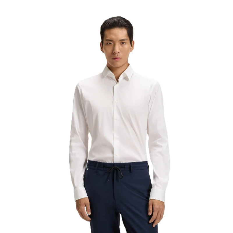 Image of Boss Mens P Ray S Kent Long Sleeve Oxford Shirt White male 15.7 inch