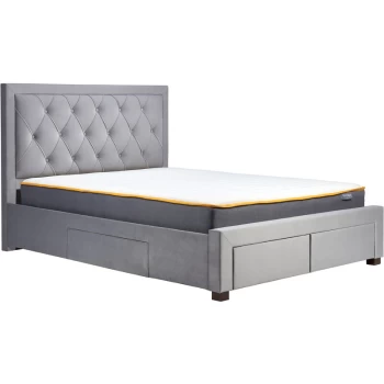 Image of Birlea - 180cm Woodbury Fabric Bed Grey Velvet